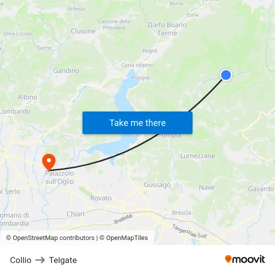Collio to Telgate map