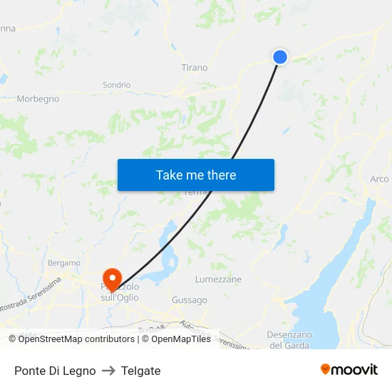 Ponte Di Legno to Telgate map