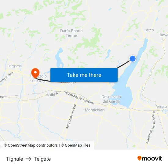 Tignale to Telgate map