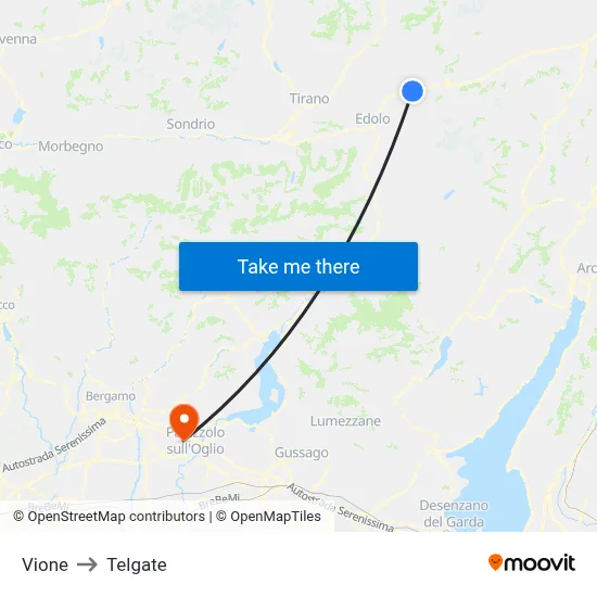 Vione to Telgate map