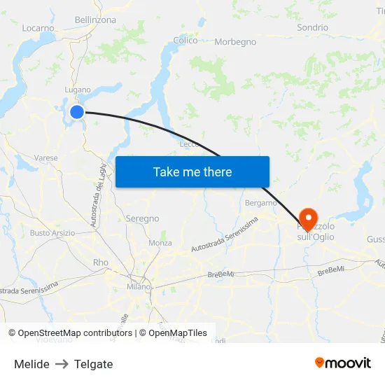 Melide to Telgate map