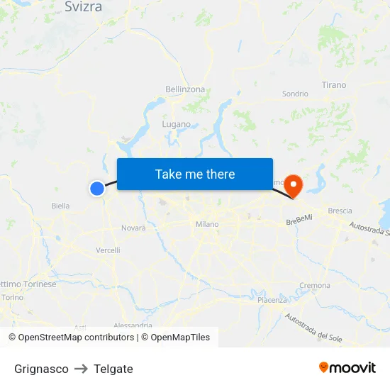 Grignasco to Telgate map