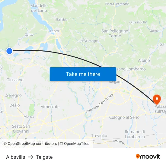 Albavilla to Telgate map