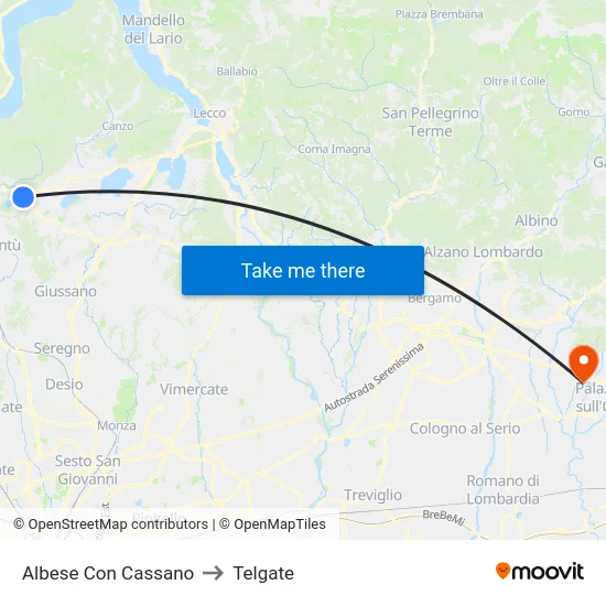 Albese Con Cassano to Telgate map