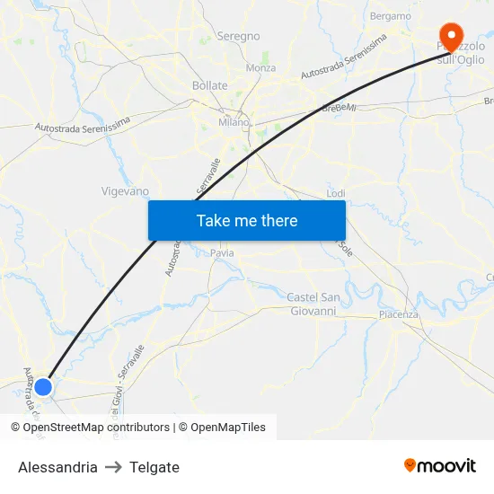 Alessandria to Telgate map