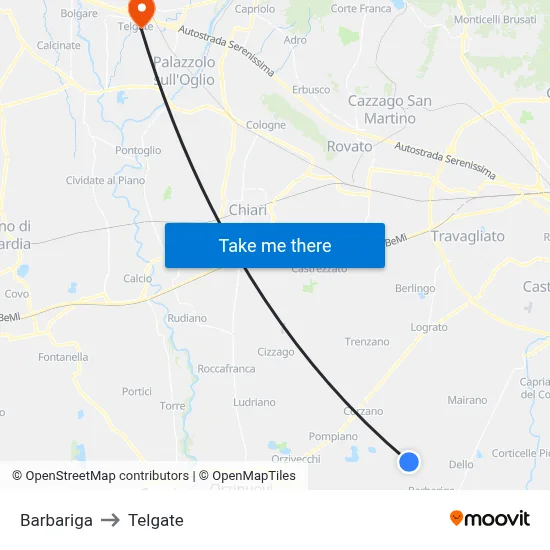 Barbariga to Telgate map