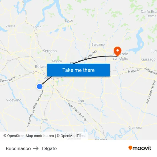Buccinasco to Telgate map