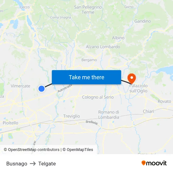 Busnago to Telgate map