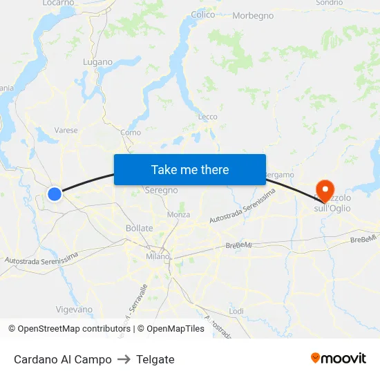 Cardano Al Campo to Telgate map