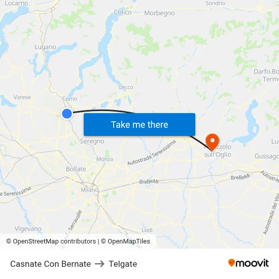 Casnate Con Bernate to Telgate map
