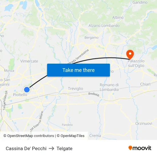 Cassina De' Pecchi to Telgate map