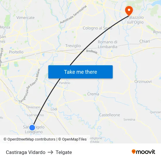 Castiraga Vidardo to Telgate map