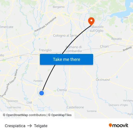 Crespiatica to Telgate map