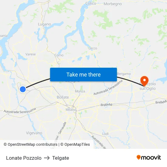 Lonate Pozzolo to Telgate map