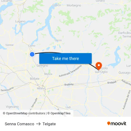 Senna Comasco to Telgate map