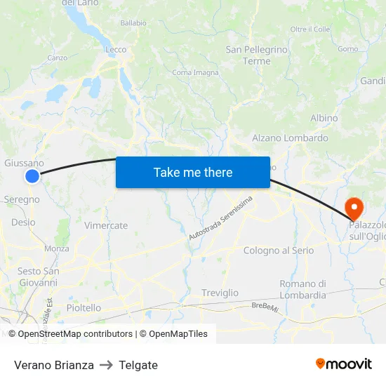 Verano Brianza to Telgate map