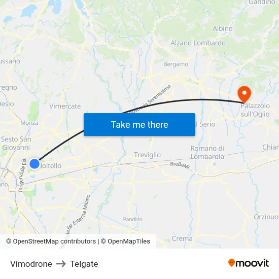 Vimodrone to Telgate map