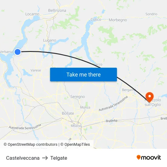 Castelveccana to Telgate map