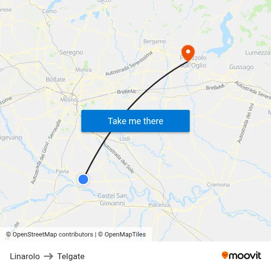 Linarolo to Telgate map