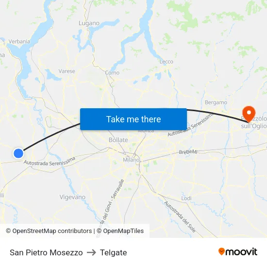 San Pietro Mosezzo to Telgate map