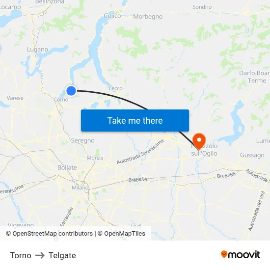 Torno to Telgate map