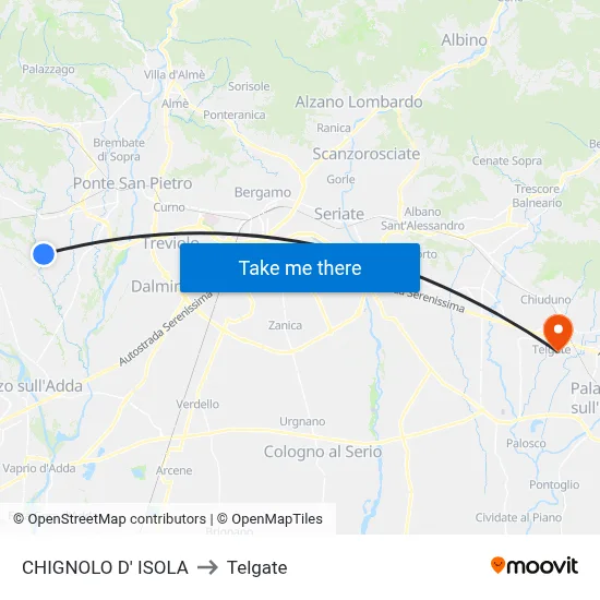 CHIGNOLO D' ISOLA to Telgate map
