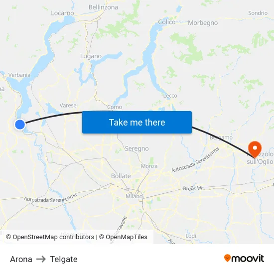 Arona to Telgate map