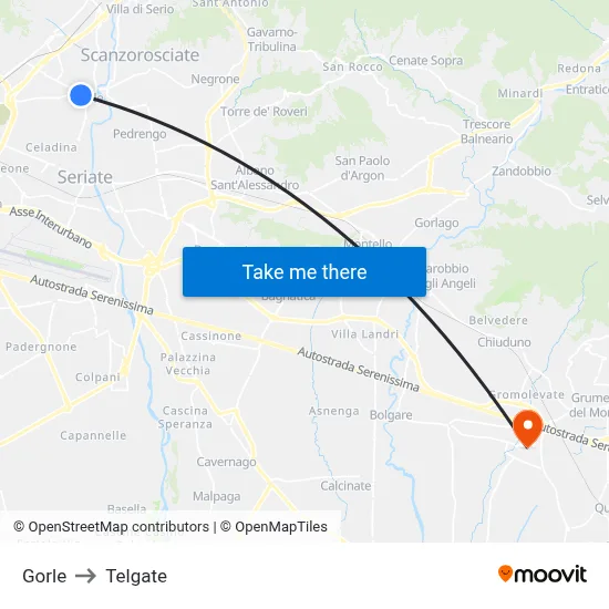 Gorle to Telgate map