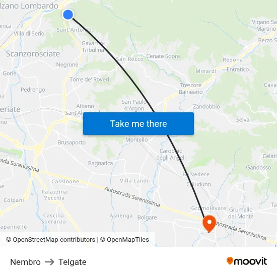 Nembro to Telgate map