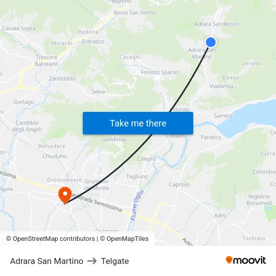Adrara San Martino to Telgate map