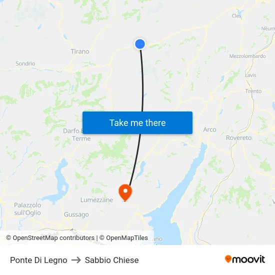 Ponte Di Legno to Sabbio Chiese map