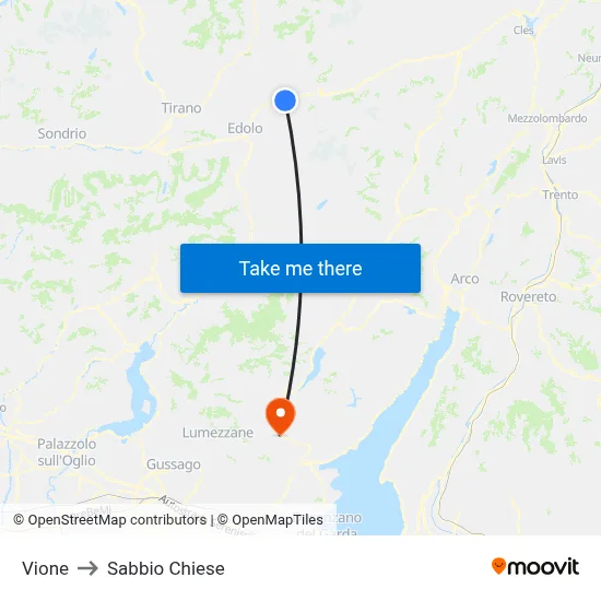 Vione to Sabbio Chiese map