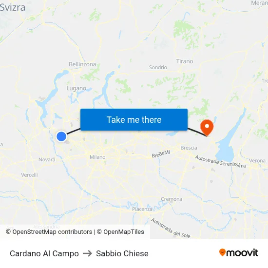 Cardano Al Campo to Sabbio Chiese map