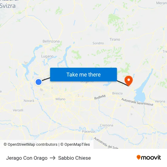 Jerago con Orago to Sabbio Chiese map