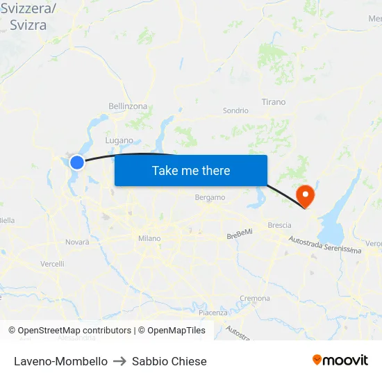 Laveno-Mombello to Sabbio Chiese map