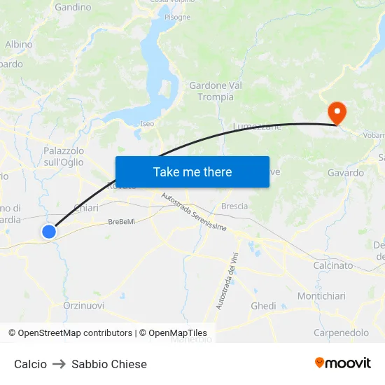 Calcio to Sabbio Chiese map