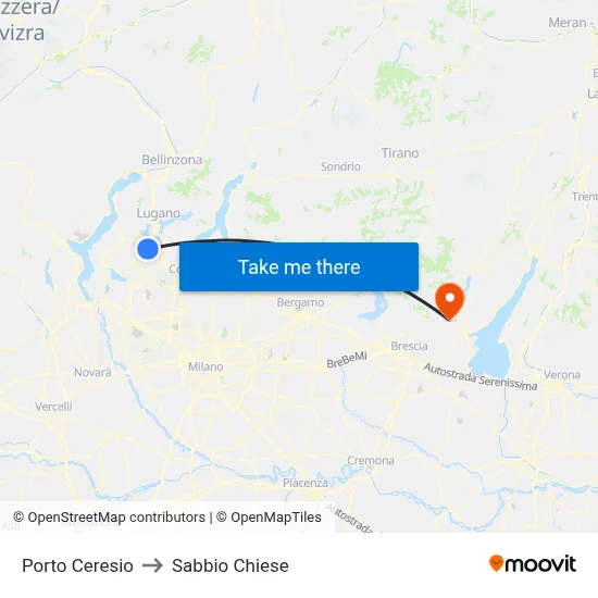 Porto Ceresio to Sabbio Chiese map