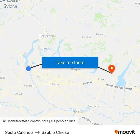 Sesto Calende to Sabbio Chiese map