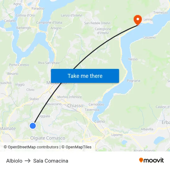 Albiolo to Sala Comacina map