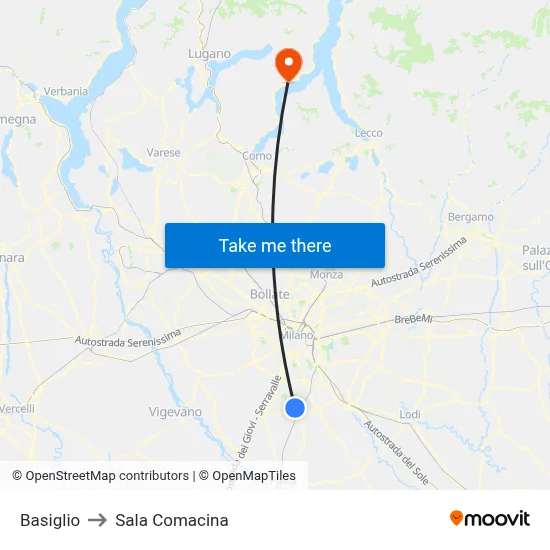 Basiglio to Sala Comacina map