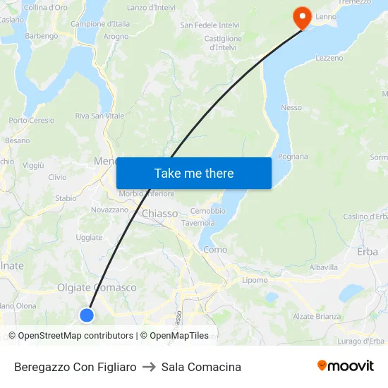 Beregazzo Con Figliaro to Sala Comacina map