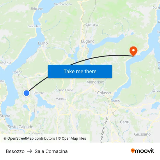 Besozzo to Sala Comacina map