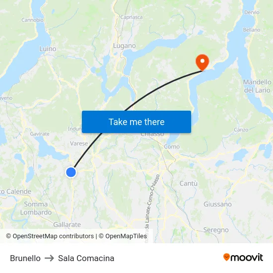 Brunello to Sala Comacina map