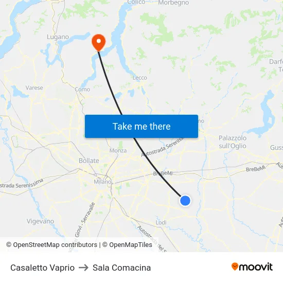 Casaletto Vaprio to Sala Comacina map