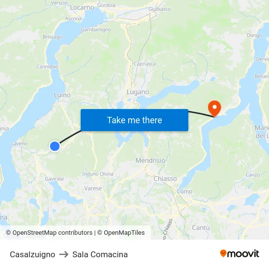Casalzuigno to Sala Comacina map
