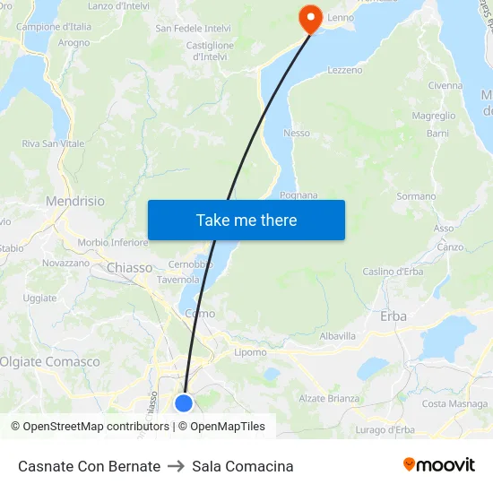 Casnate Con Bernate to Sala Comacina map