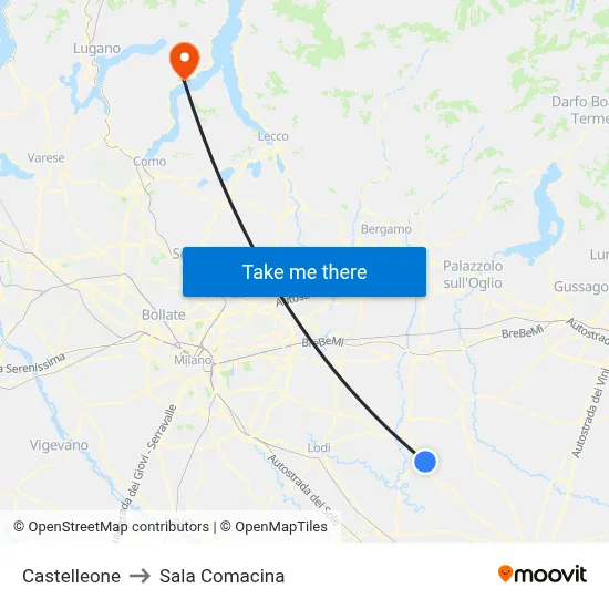 Castelleone to Sala Comacina map