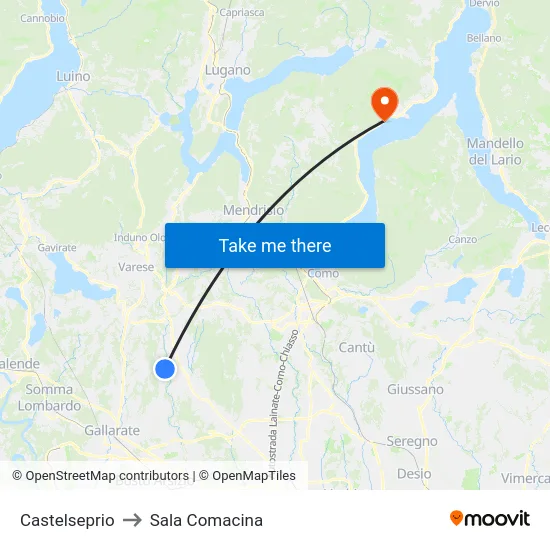 Castelseprio to Sala Comacina map