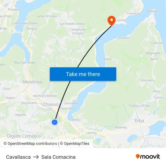 Cavallasca to Sala Comacina map