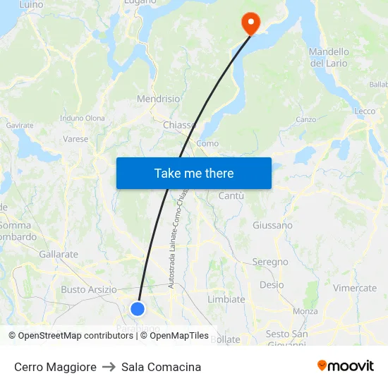 Cerro Maggiore to Sala Comacina map